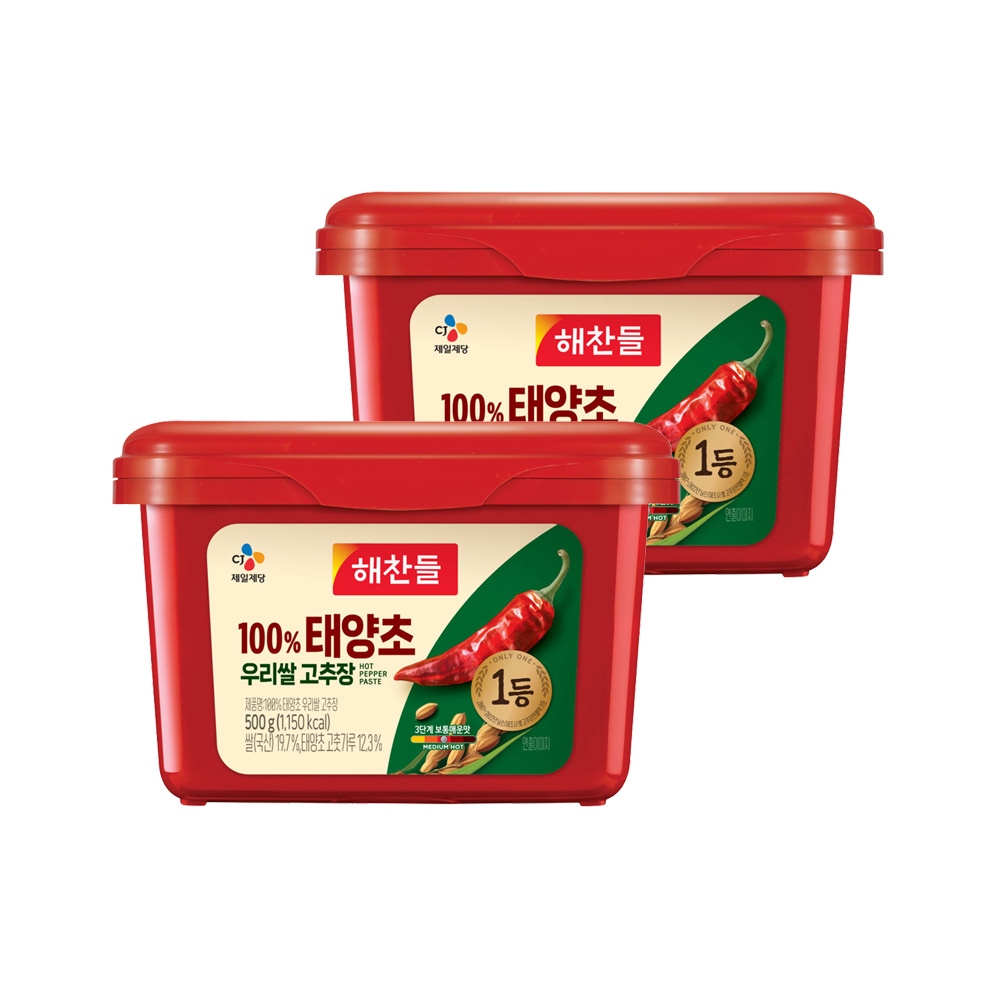 CJ제일제당 해찬들 우리쌀로 만든 태양초 고추장 500g*2개