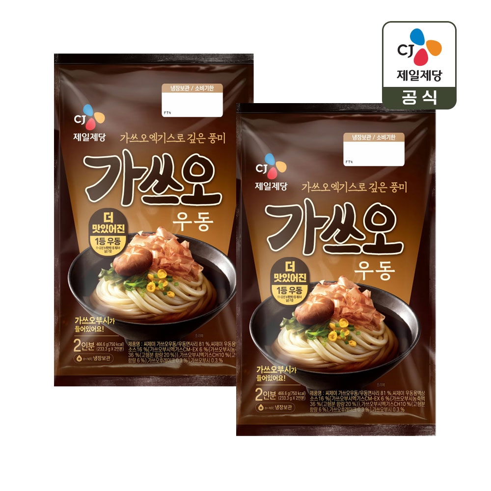 CJ제일제당 CJ 가쓰오 우동한그릇 2인분(466.6g)*2개