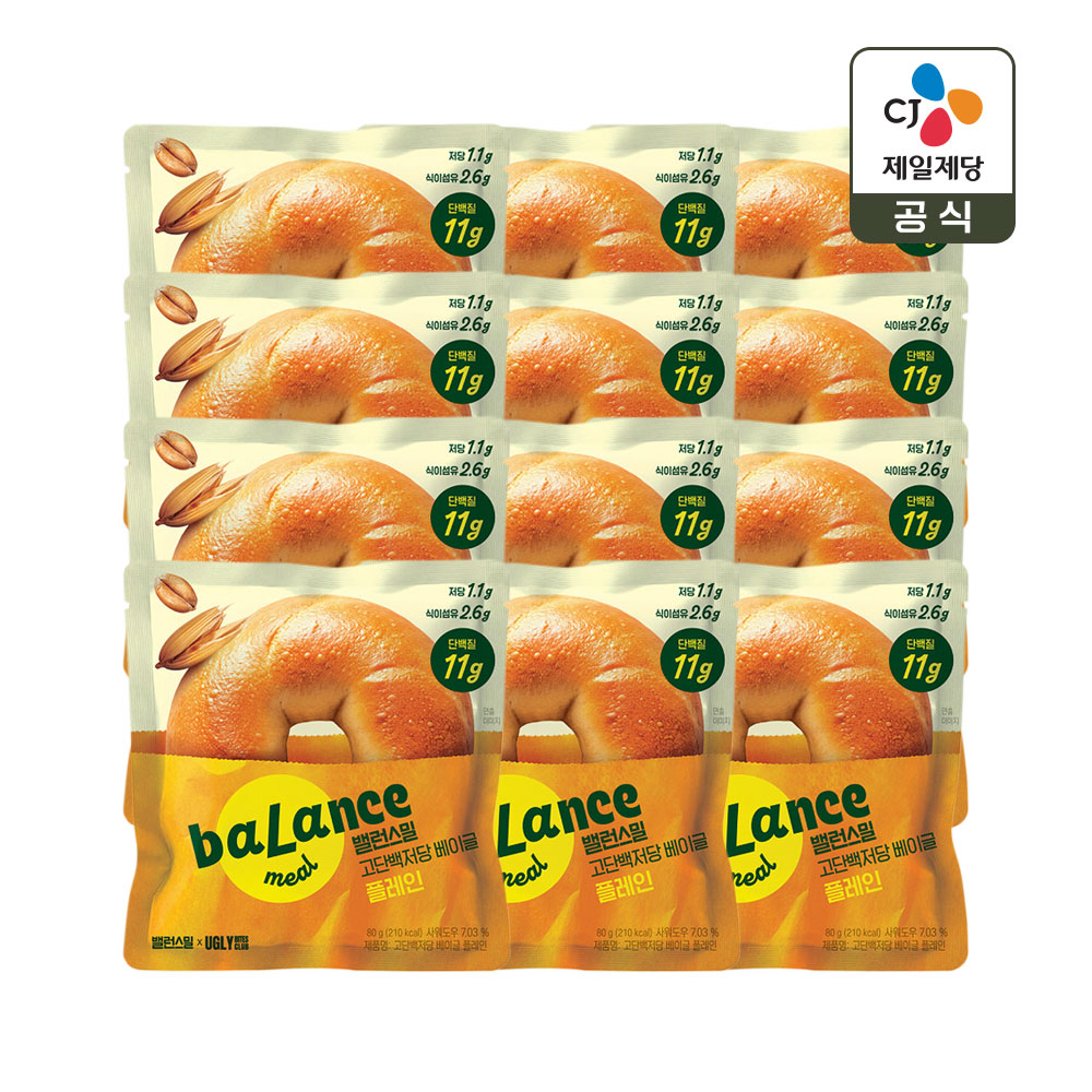 밸런스밀 고단백저당 플레인 베이글 80g x12개