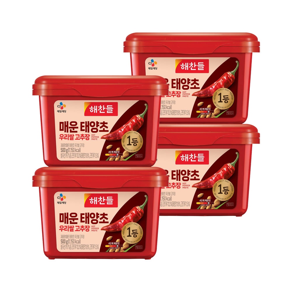 CJ제일제당 해찬들 100% 우리쌀로 만든 태양초 매운 고추장 500g x4개