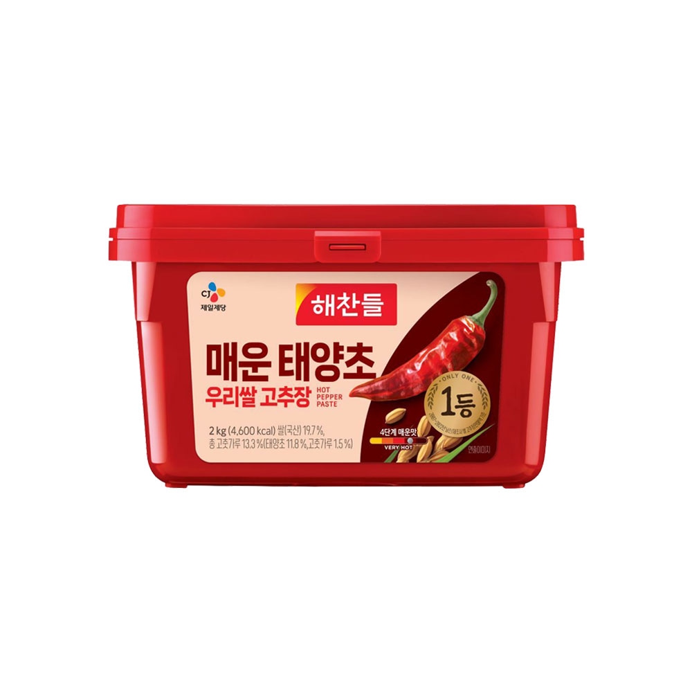 CJ제일제당 해찬들 100% 우리쌀로 만든 태양초 매운 고추장 2kg x1개 - 최저가 19,900원