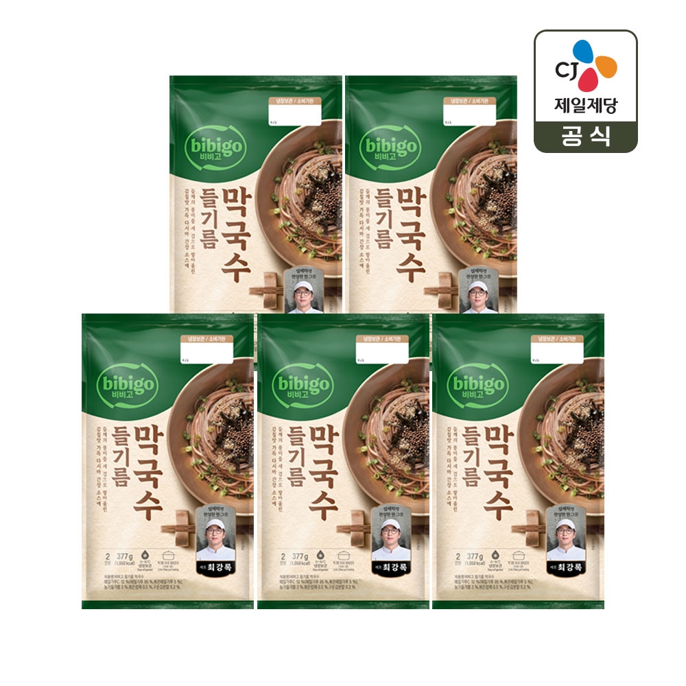 CJ제일제당 비비고 들기름 막국수 2인(377g) x5개(총 10인분)
