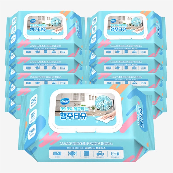올챌린지 세균닦는 클리어 행주티슈 70매 10팩