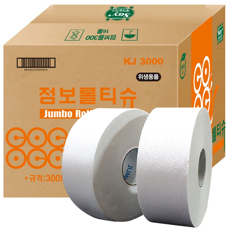 올챌린지 점보롤 친환경 대용량 업소용 휴지 300m 2겹 16롤