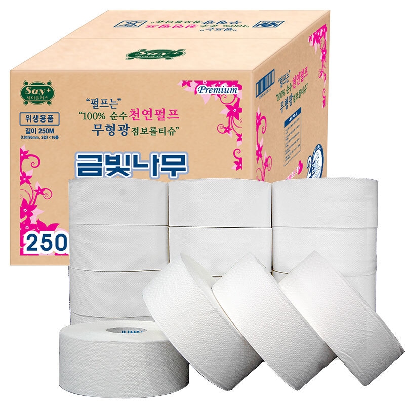 올챌린지 골드트리 천연펄프 점보롤 대용량 업소용 휴지 250m 2겹 16롤
