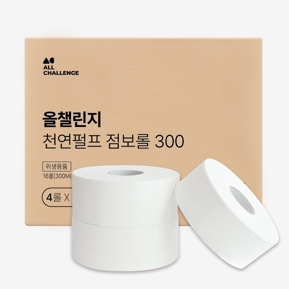 올챌린지 올챌린지 천연펄프 점보롤 2겹 300M 16롤