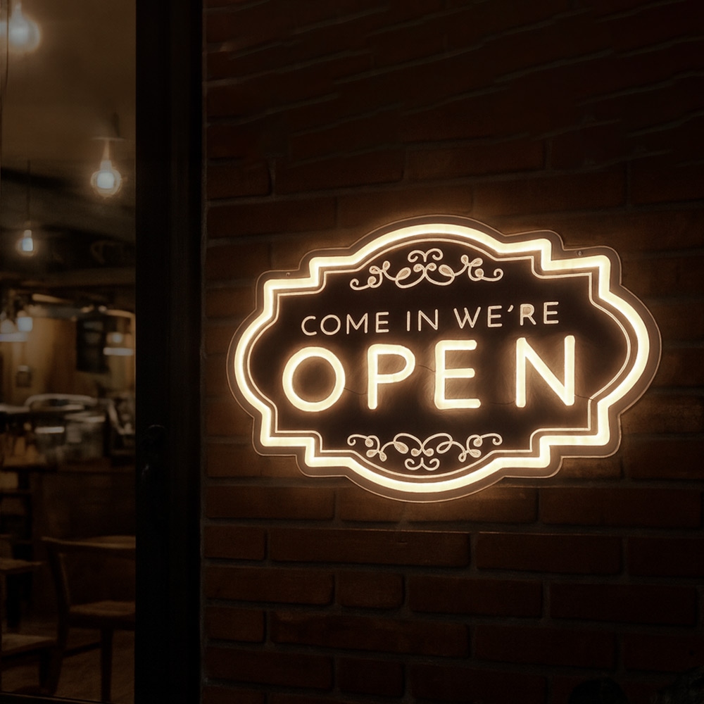 21세기트랜드 잔나 LED 오픈사인 네온간판 영업중 매장 조명 아크릴 OPEN 오픈간판 어댑터