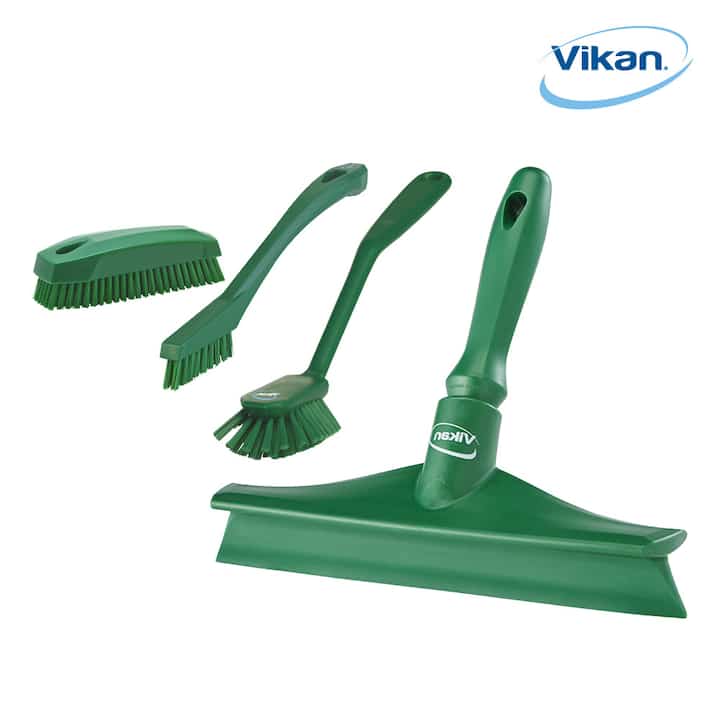 台所・洗面・浴室用 お得な4点セットA（本体一体型スクイージー＋多用途ブラシ3種）［5色］