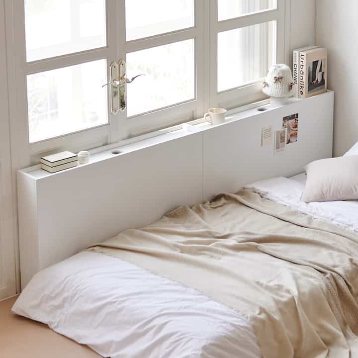 Slim Headboard Storage Shelf