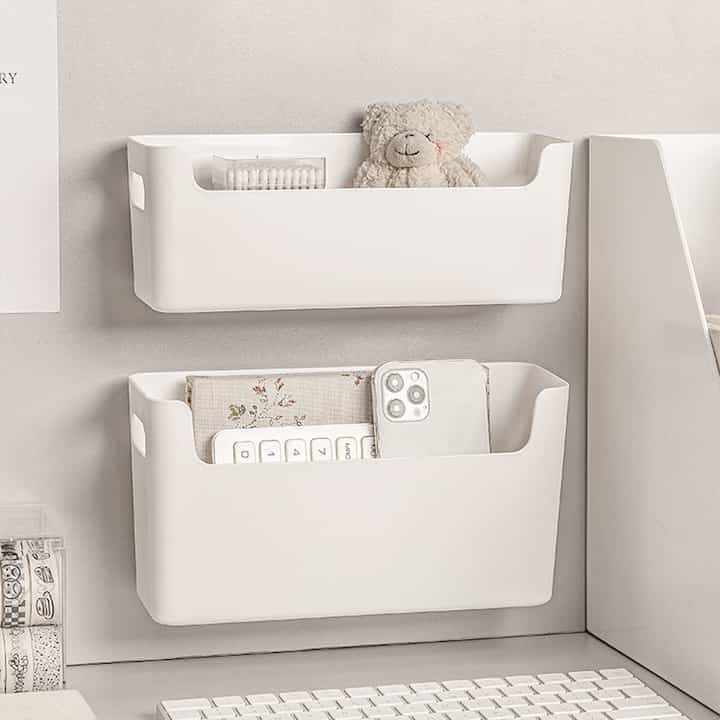 貼り付け式 壁掛け収納ケース［2色・2サイズ］