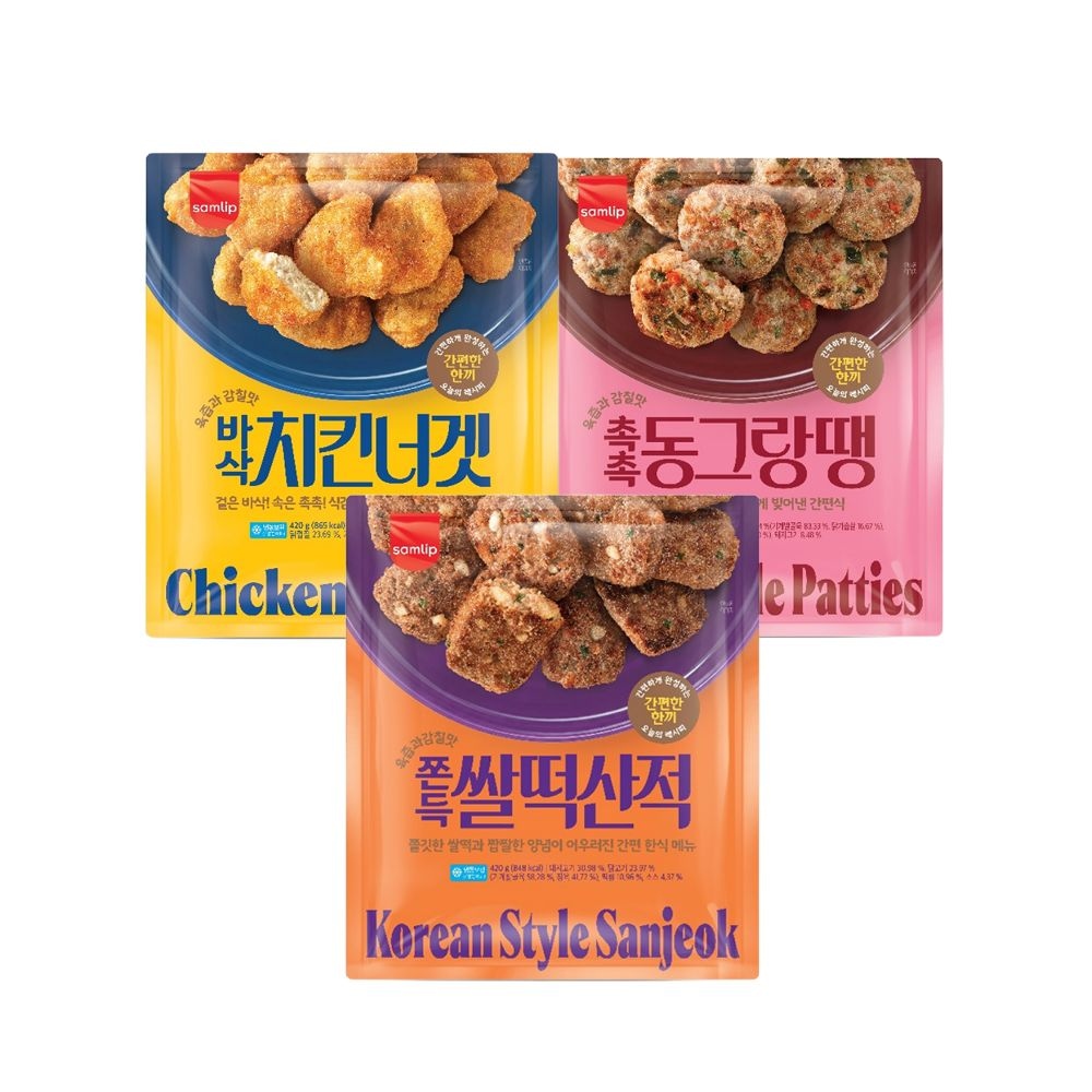 삼립 삼립 밥반찬 420g 3종 2봉 (동그랑땡/쌀떡산적/치킨너겟)