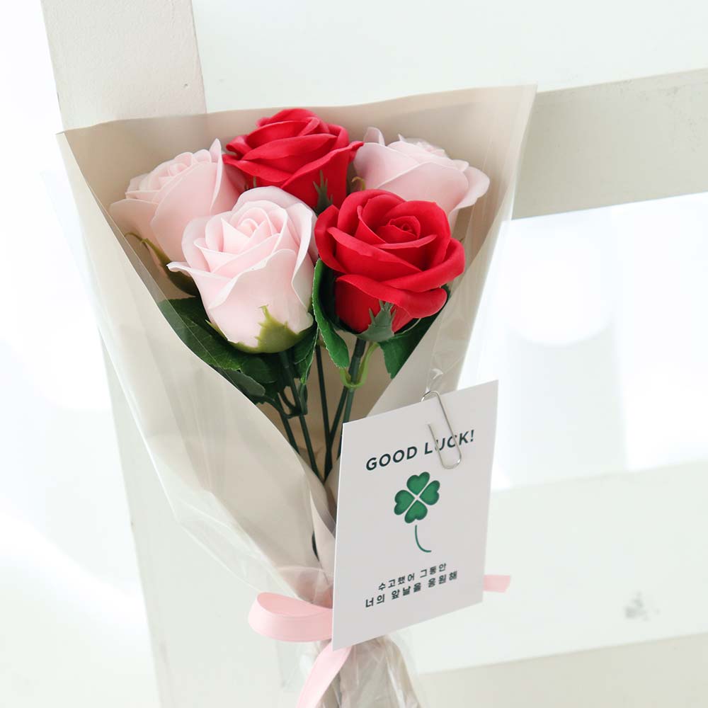 오늘의집 아스파시아 굿럭 5송이 비누꽃 꽃다발