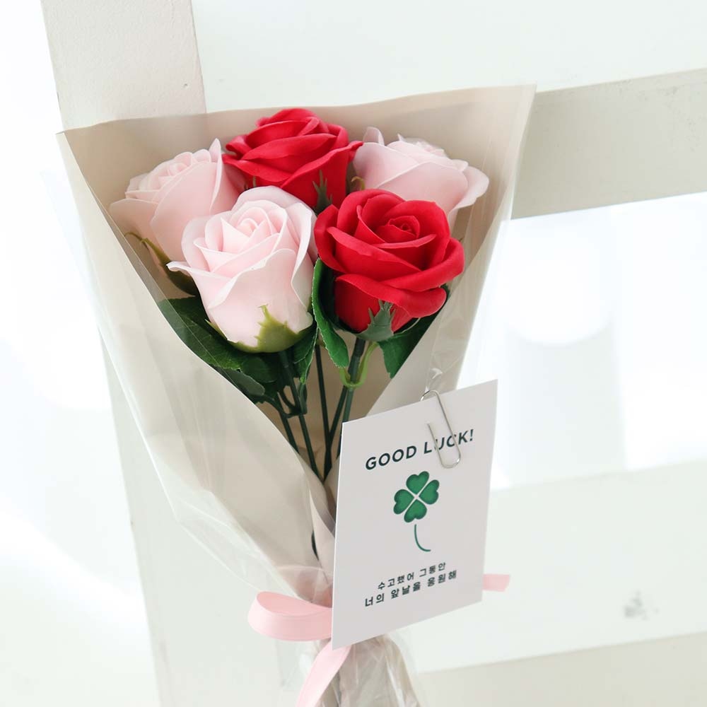 아스파시아 굿럭 5송이 비누꽃 꽃다발