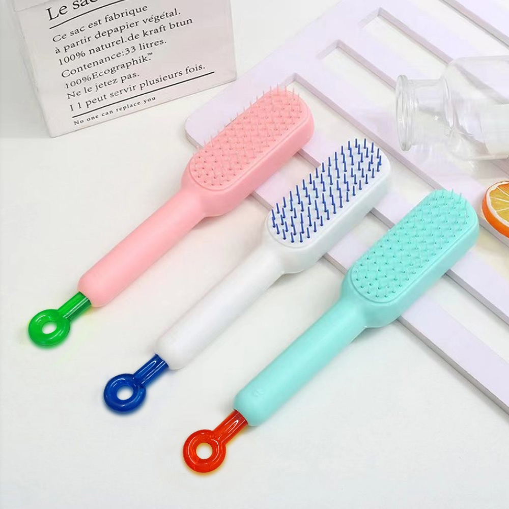 리빙블러썸 휴대용 원터치 머리카락 제거 헤어 브러쉬 엉킴 방지 머리 빗 브러시