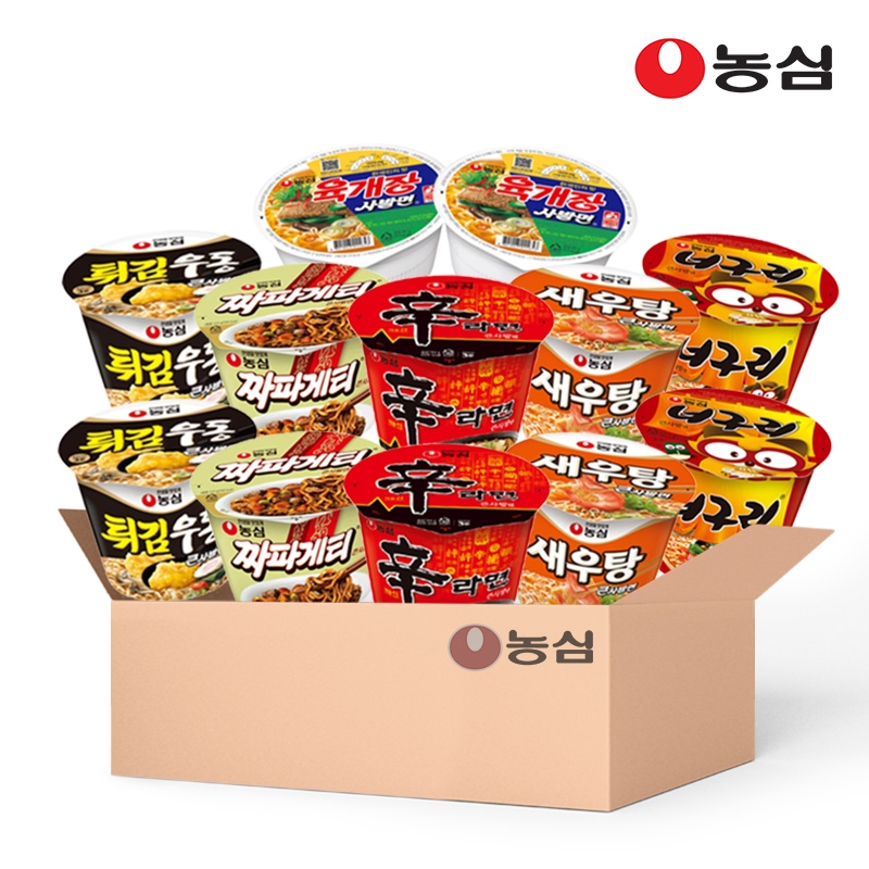 농심 인기 컵라면 12종세트(신라면2+새우탕2+튀김우동2+짜파게티2+너구리2+육개장사발2)