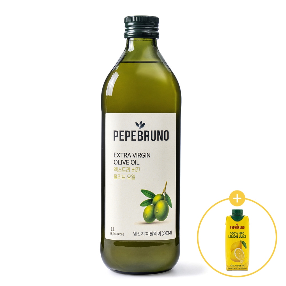 페페브루노 엑스트라버진 올리브오일 1L + NFC 착즙 레몬즙 330ml(증정)