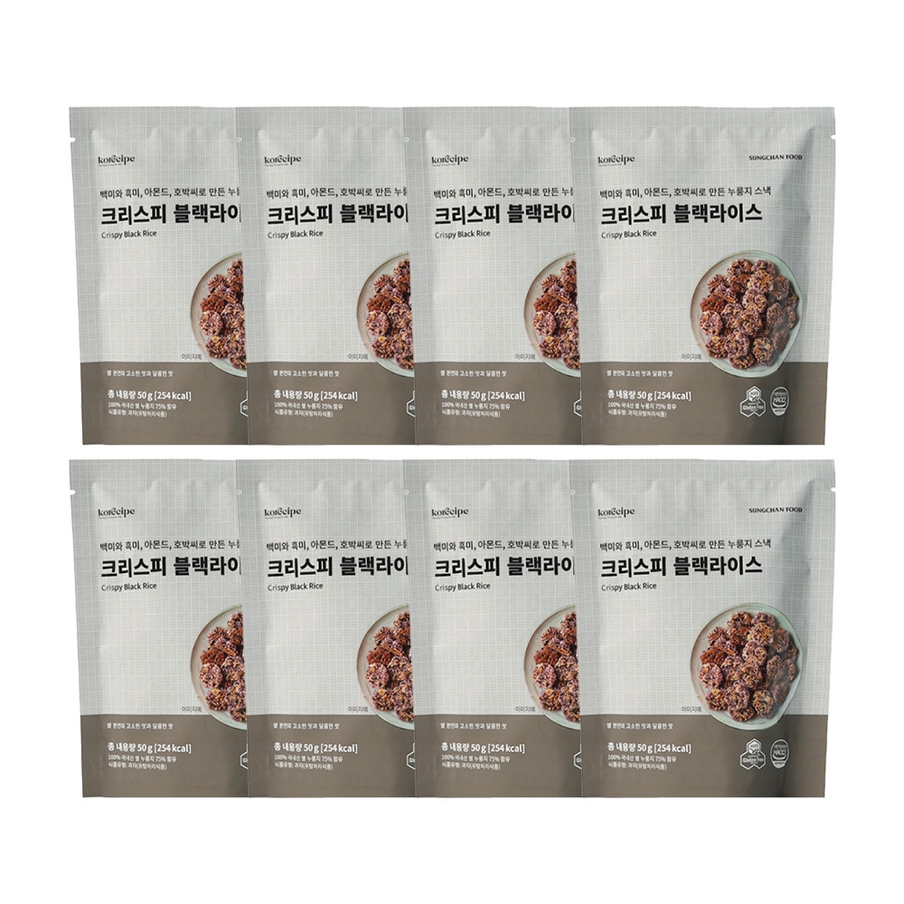 크리스피 블랙라이스 누룽지스낵50g x 8개 가격 추이 성찬식품 크리스피 블랙라이스 누룽지스낵50g x 8개 - 최저가 9,500원