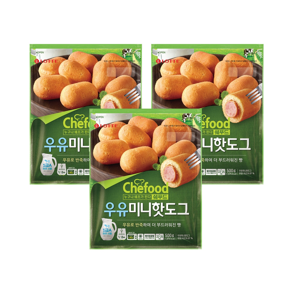 쉐푸드 우유미니핫도그 500gx3개 가격 비교 롯데웰푸드 쉐푸드 우유미니핫도그 500gx3개