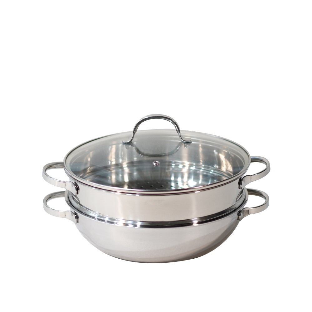 한일스텐레스 오딘 통3중 궁중 전골 찜기 세트 28cm (유리뚜껑+스티머 포함)