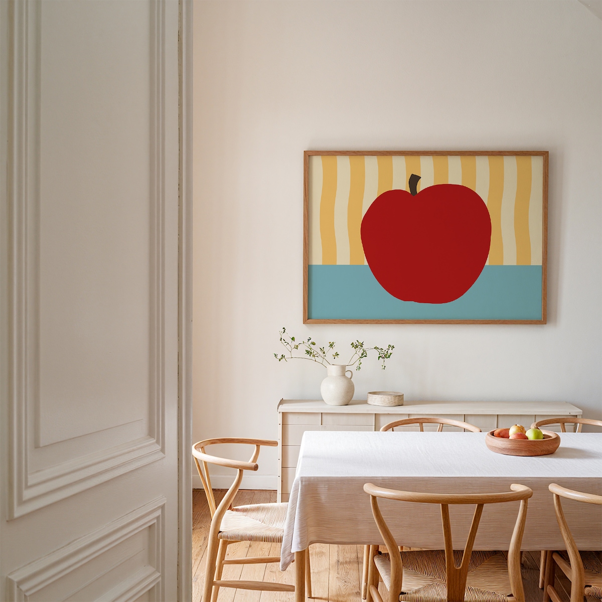 요로코롬 스튜디오 사과그림액자 풍수인테리어 가로 과일포스터 Apple Bliss(stripe)