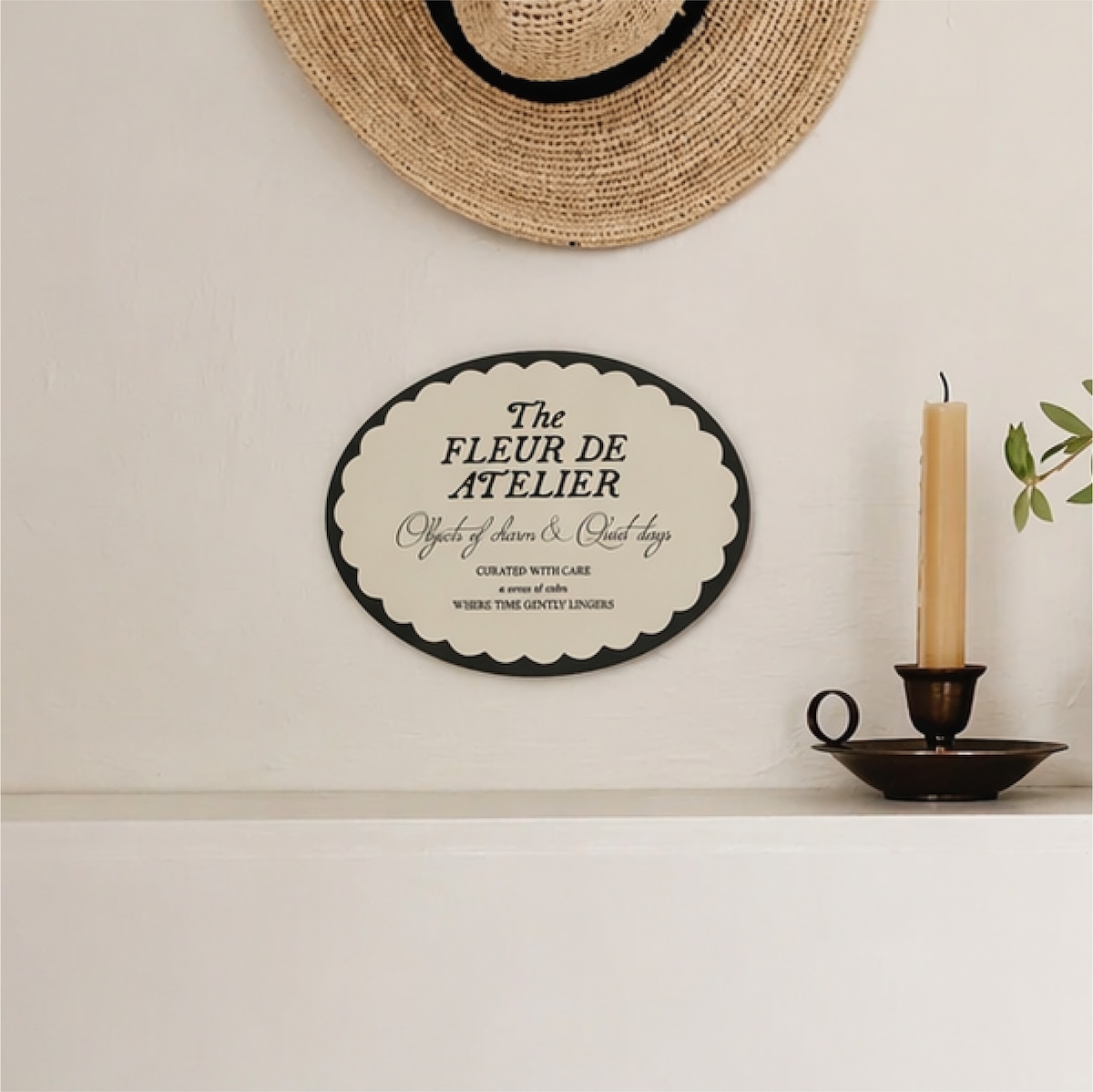 요로코롬 스튜디오 감성 도어사인 빈티지 벽걸이 소품 벽인테리어 문패 Fleur Atelier