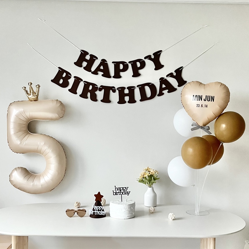 연지마켓 생일가랜드 생일 파티 용품 세트 숫자 하트 풍선 (자유레터링)