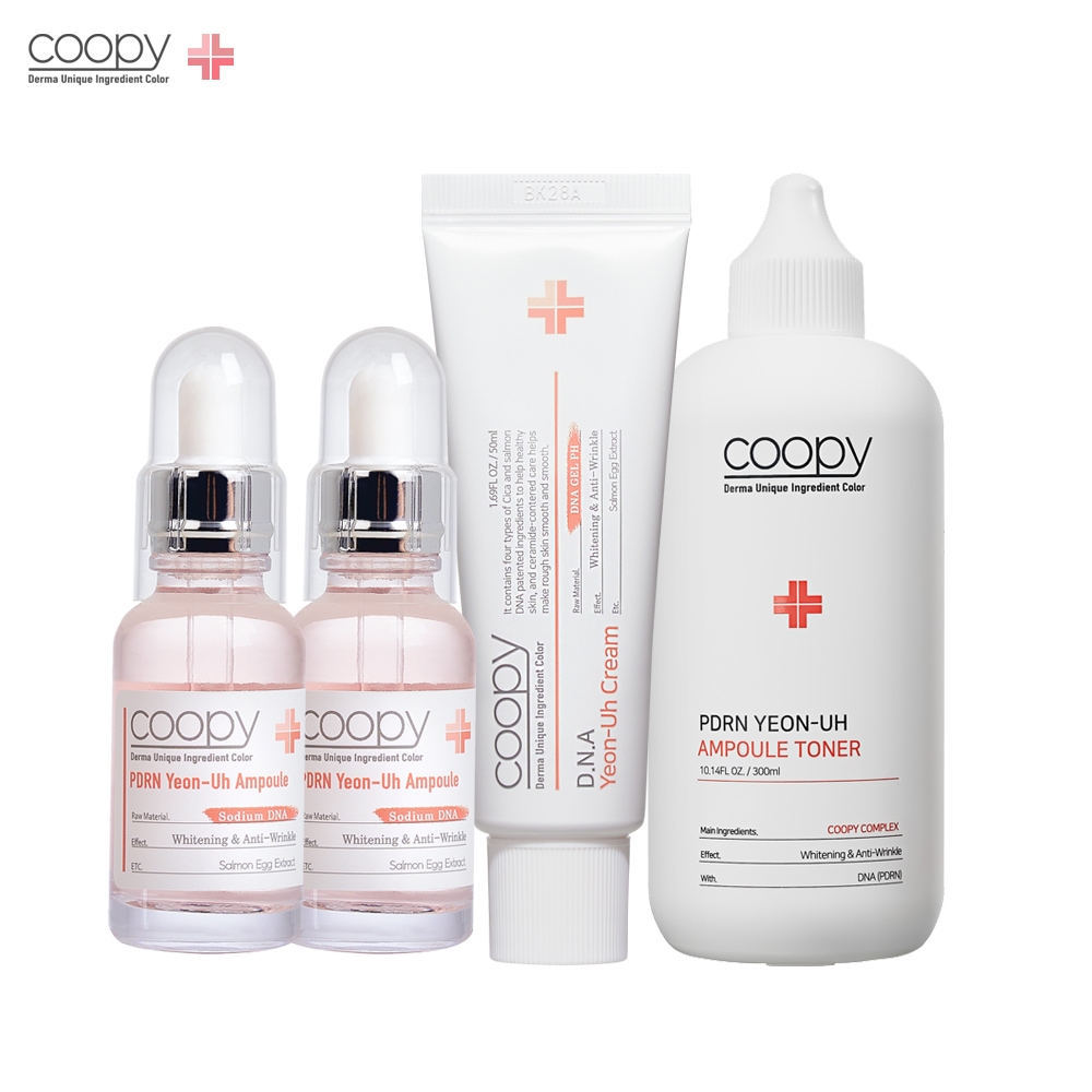 쿠피 연어앰플 30ml 2개+DNA 연어크림 50ml 1개+연어 앰플토너 300ml 1개