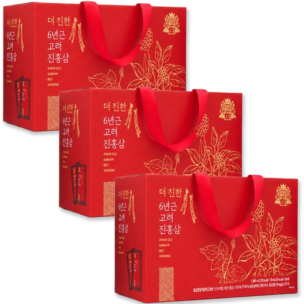 태웅식품 더 진한 6년근 고려 진홍삼 70ml*24포 3팩