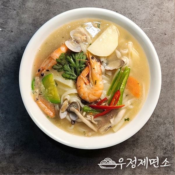우정제면소 맑은해물맛 칼국수 12인분세트 (생면 2kg+스프 12봉)