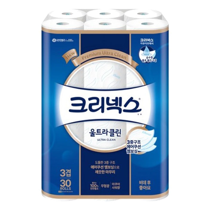 크리넥스 울트라클린 아쿠아 비데3겹 27M 30롤 x1팩