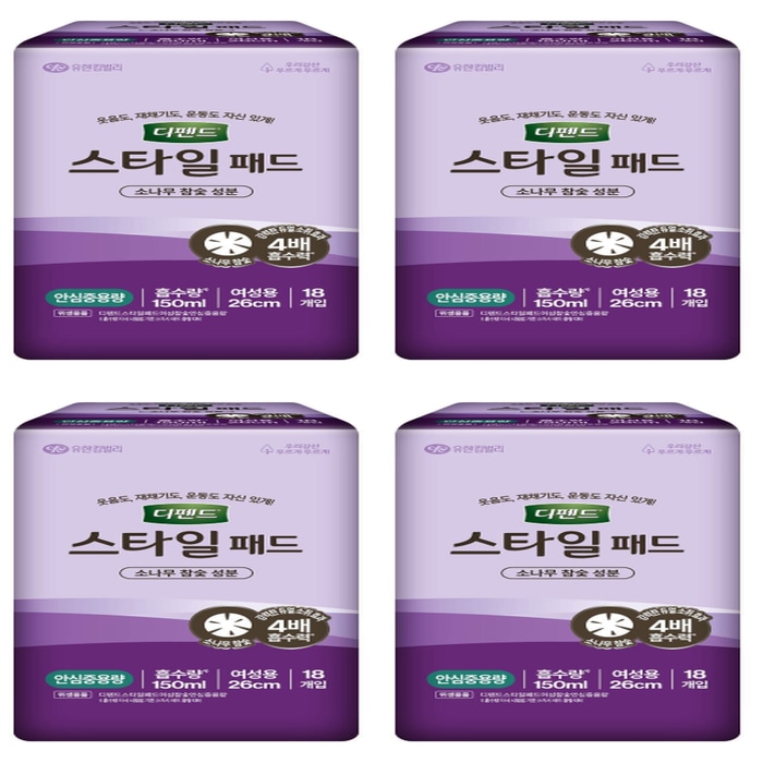 오늘의집 스타일 패드 참숯 안심 중용량 여성용 18개입 x4팩