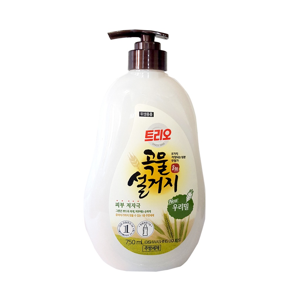 트리오 곡물설거지 우리밀 주방세제 용기 750mL 단품
