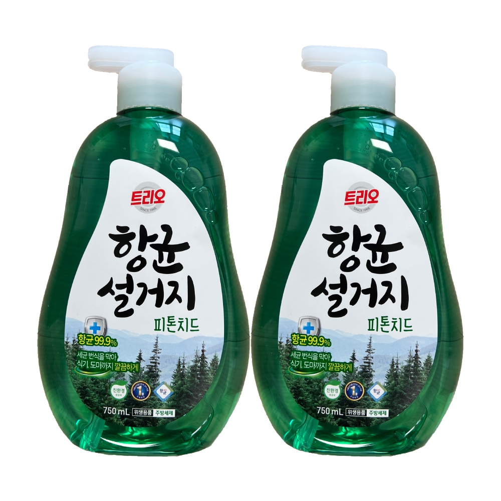 트리오 트리오 항균설거지 피톤치드 주방세제 용기 750ml 2개