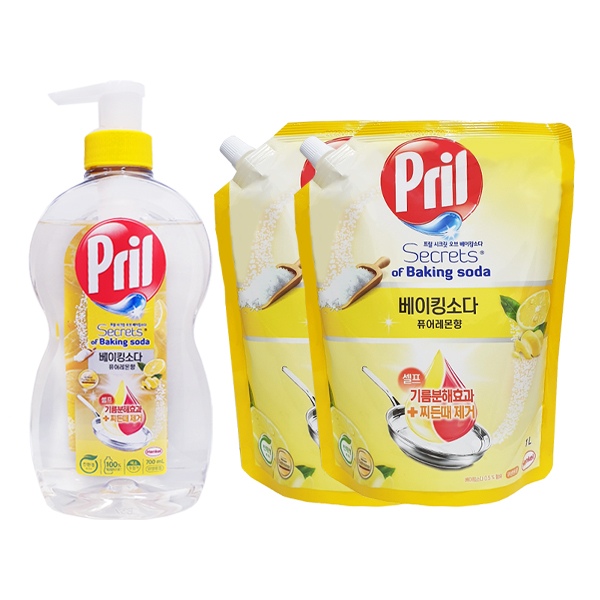 일반주방세제 > 프릴 주방세제 베이킹소다 퓨어레몬 700ml + 리필 1000ml x2 | 오늘의집 쇼핑