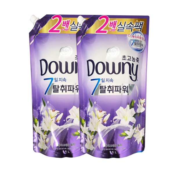 다우니 섬유유연제 화이트티와 릴리향 리필 1.6L x2