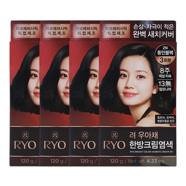 려 려 우아채 염색약 새치크림 2N 동안블랙 x4