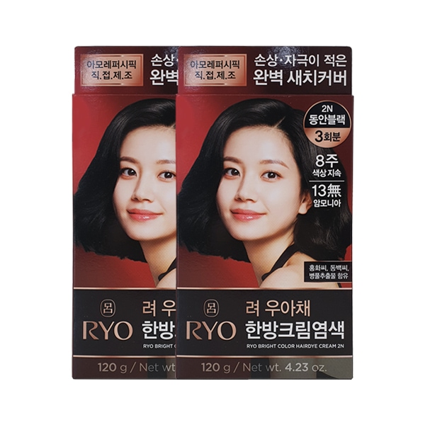 려 려 우아채 염색약 새치크림 2N 동안블랙 x2