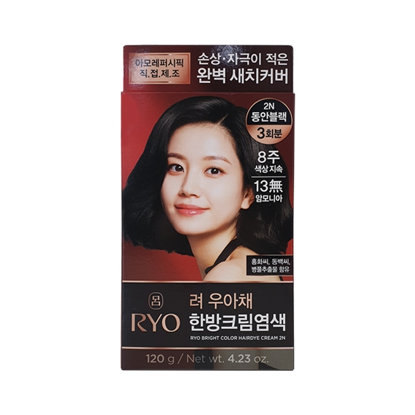 려 려 우아채 염색약 새치크림 2N 동안블랙