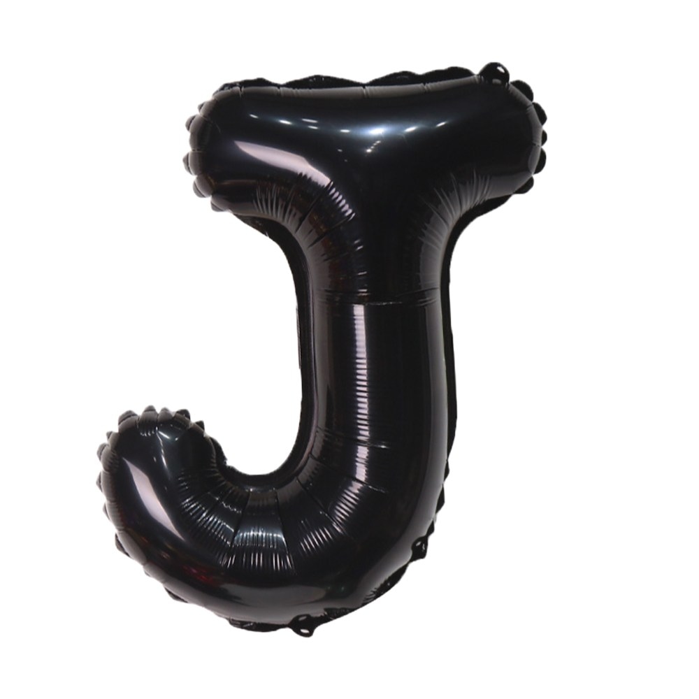 파티아일랜드 35cm 알파벳 호일 풍선 블랙 J 생일이벤트 문자풍선 16인치