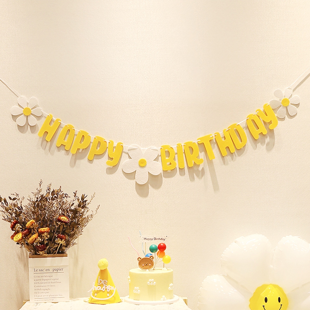 파티아일랜드 데이지 HBD 펠트 가랜드 생일 이벤트 파티용품 파티꾸미기