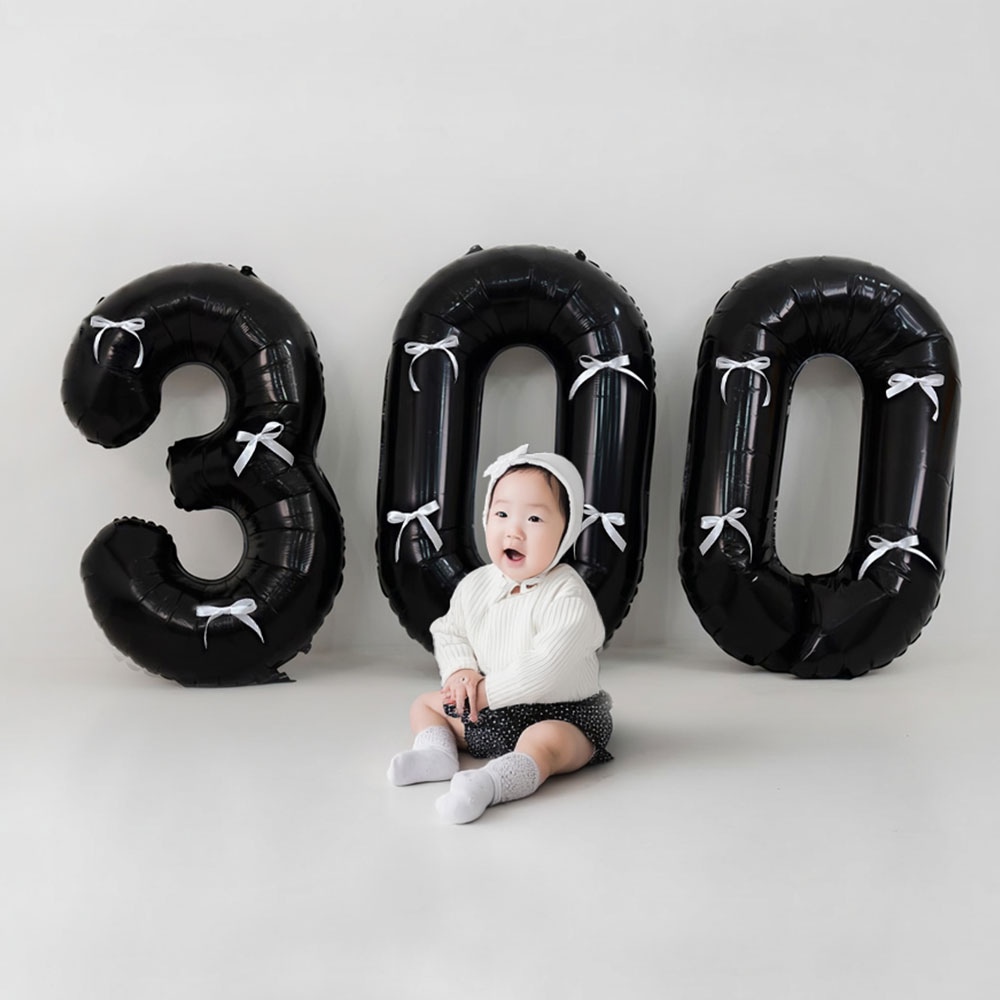 파티아일랜드 리본 데코 숫자 풍선 세트 대형 100일~900일 아기 셀프촬영 백일 기념일