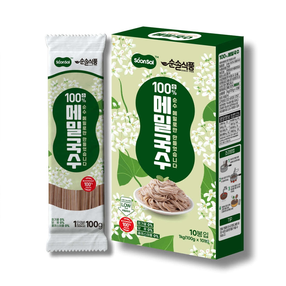 순솔 메밀국수 1kg (100g x 10봉) 저칼로리 소바 글루텐프리 메밀면