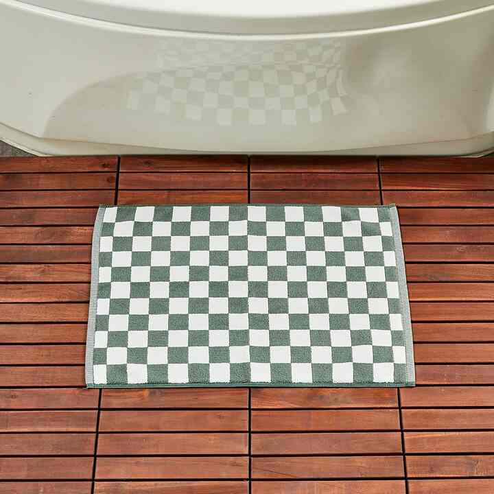チェッカーボード タオルフットマット GREEN