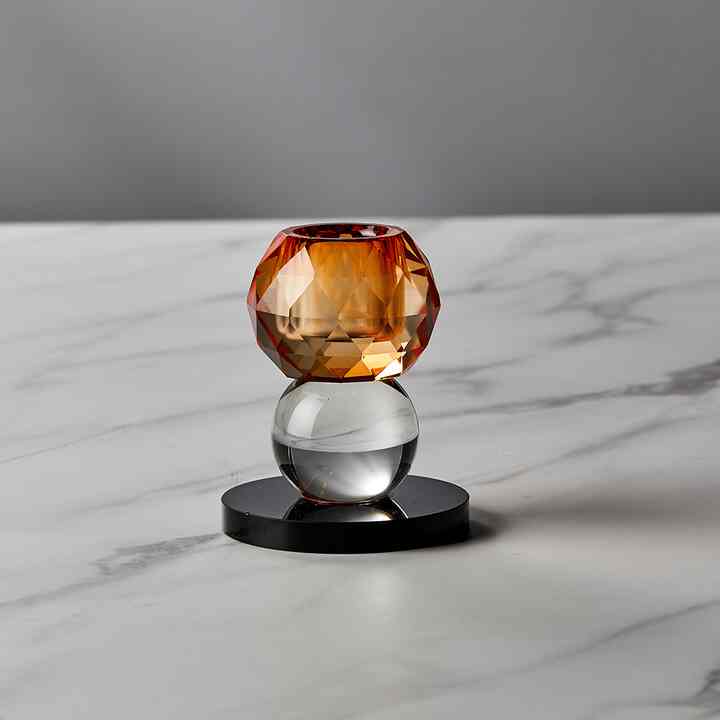 クリスタルキャンドルホルダー Medium Amber Black