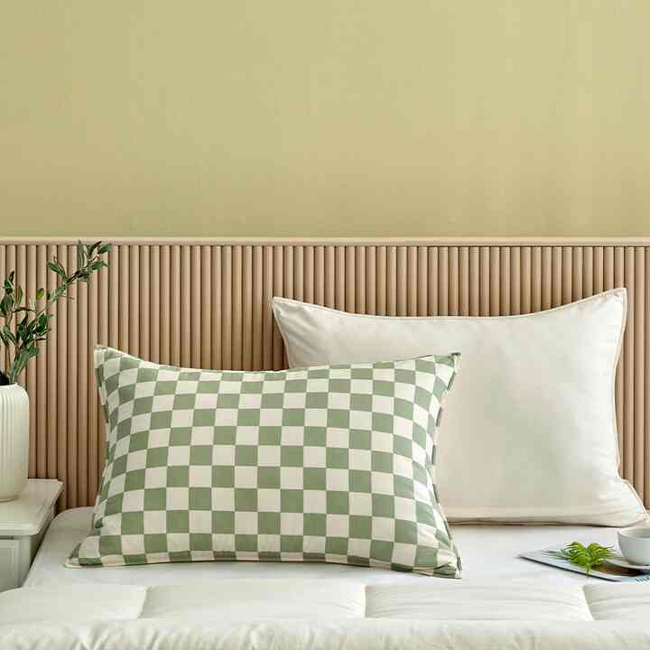 キャンディーチェック グリーン 枕カバー 50x70cm