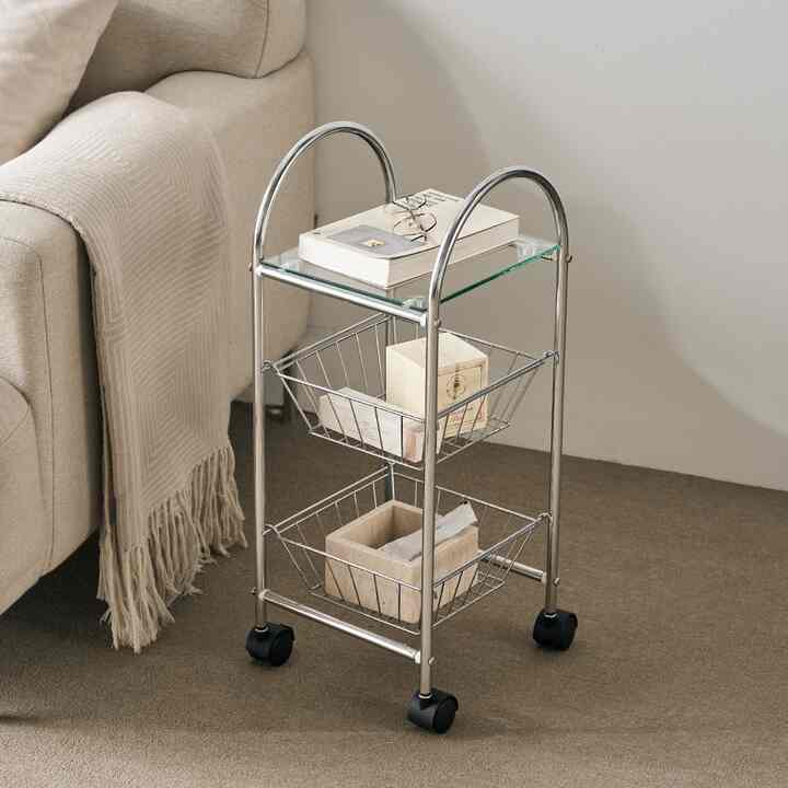 ON ピムズ 移動式 バスケット型 ワゴン 収納 小型（クリア）