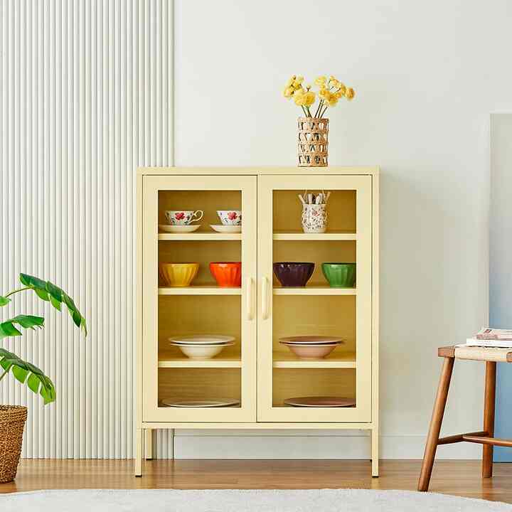 デイリー スチールキャビネット W800（イエロー）