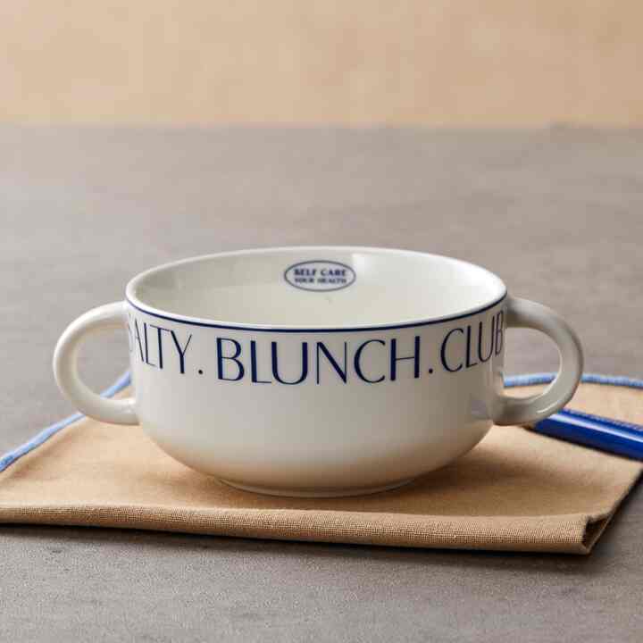 SALTY BLUNCH レタリング ダブル取っ手付きボウル D12.5 Blue