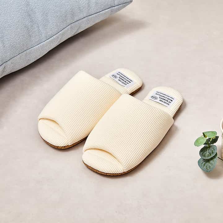 ウォッシャブル ワッフル ワイド スリッパ M オープン型