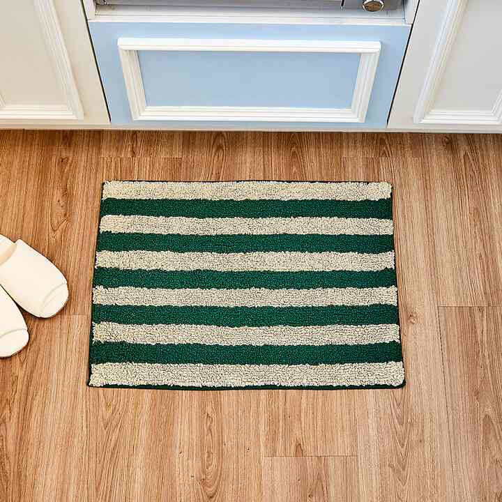 Stripe タフティング 短毛 ラグ GREEN 45*65